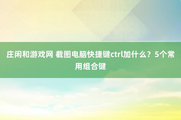 庄闲和游戏网 截图电脑快捷键ctrl加什么？5个常用组合键