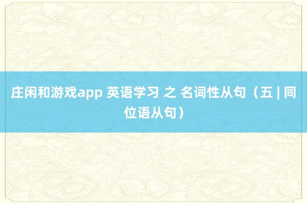 庄闲和游戏app 英语学习 之 名词性从句(五 | 同位语从句)