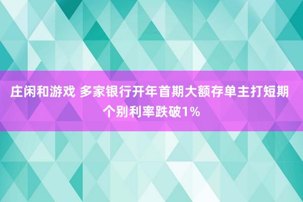 庄闲和游戏 多家银行开年首期大额存单主打短期 个别利率跌破1%