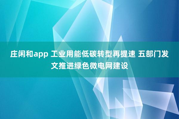 庄闲和app 工业用能低碳转型再提速 五部门发文推进绿色微电网建设