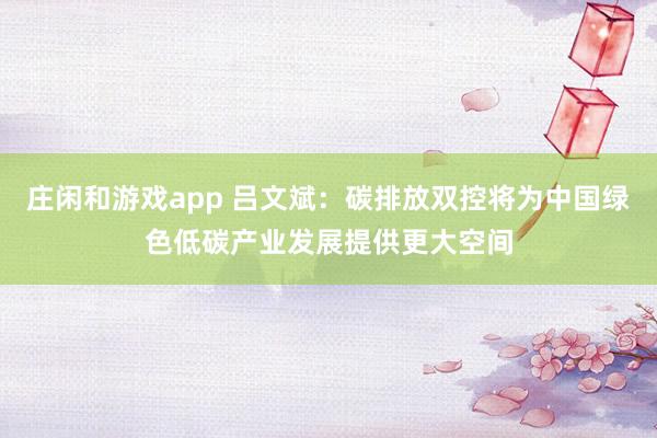 庄闲和游戏app 吕文斌：碳排放双控将为中国绿色低碳产业发展提供更大空间