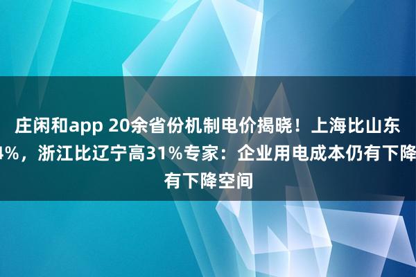 庄闲和app 20余省份机制电价揭晓！上海比山东高84%，浙江比辽宁高31%专家：企业用电成本仍有下降空间