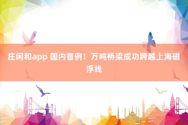 庄闲和app 国内首例！万吨桥梁成功跨越上海磁浮线