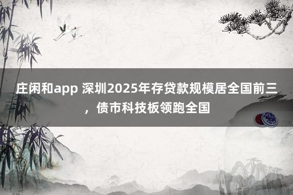 庄闲和app 深圳2025年存贷款规模居全国前三，债市科技板领跑全国