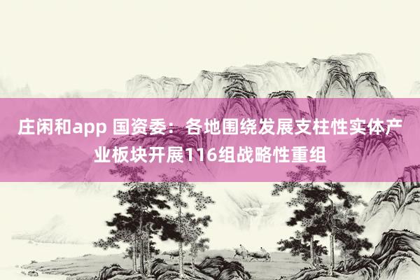 庄闲和app 国资委：各地围绕发展支柱性实体产业板块开展116组战略性重组