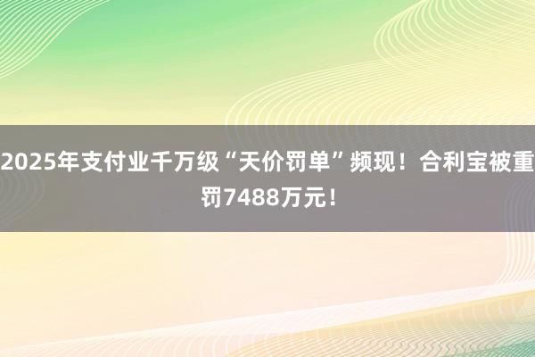 2025年支付业千万级“天价罚单”频现！合利宝被重罚7488万元！