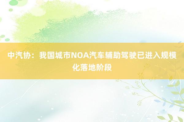 中汽协：我国城市NOA汽车辅助驾驶已进入规模化落地阶段