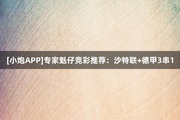 [小炮APP]专家魁仔竞彩推荐：沙特联+德甲3串1