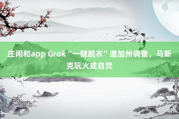 庄闲和app Grok“一键脱衣”遭加州调查，马斯克玩火或自焚
