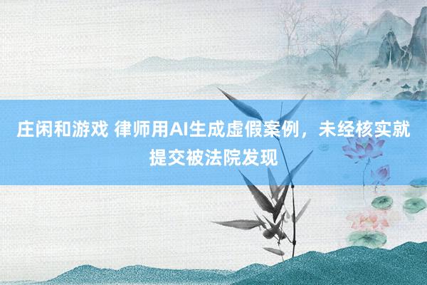 庄闲和游戏 律师用AI生成虚假案例，未经核实就提交被法院发现