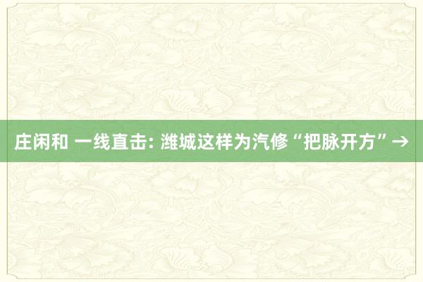 庄闲和 一线直击: 潍城这样为汽修“把脉开方”→