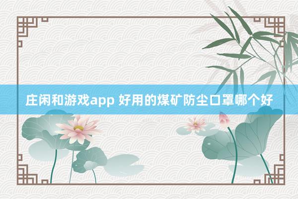 庄闲和游戏app 好用的煤矿防尘口罩哪个好