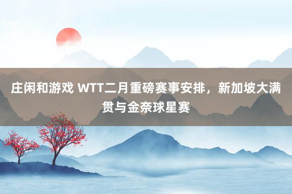 庄闲和游戏 WTT二月重磅赛事安排，新加坡大满贯与金奈球星赛