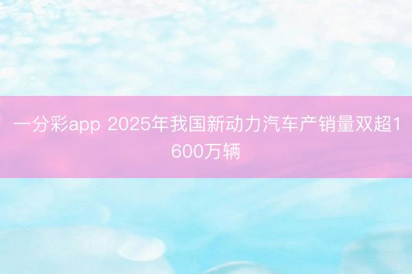 一分彩app 2025年我国新动力汽车产销量双超1600万辆