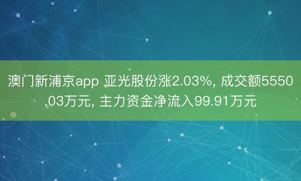 澳门新浦京app 亚光股份涨2.03%, 成交额5550.03万元, 主力资金净流入99.91万元