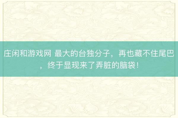 庄闲和游戏网 最大的台独分子,再也藏不住尾巴,终于显现来了弄脏的脑袋!