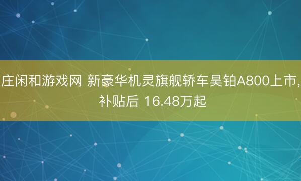 庄闲和游戏网 新豪华机灵旗舰轿车昊铂A800上市， 补贴后 16.48万起